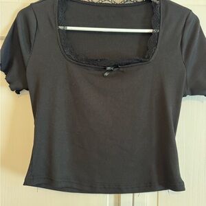 Elegant Black Lace Trim Top